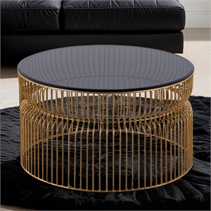 CT901 Round Coffee Table made with metal and Tempered Glass Top Gold