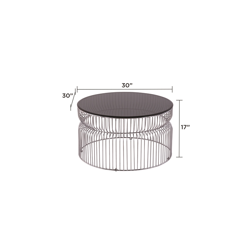 CT901 Round Coffee Table made with metal and Tempered Glass Top Silver