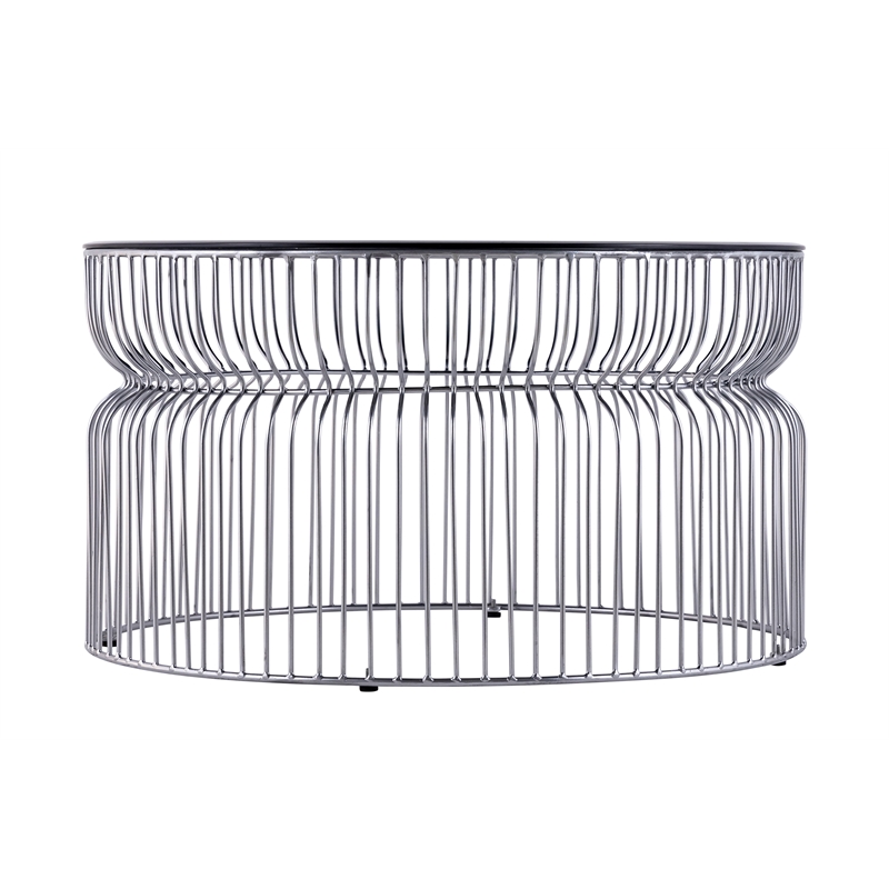 CT901 Round Coffee Table made with metal and Tempered Glass Top Silver