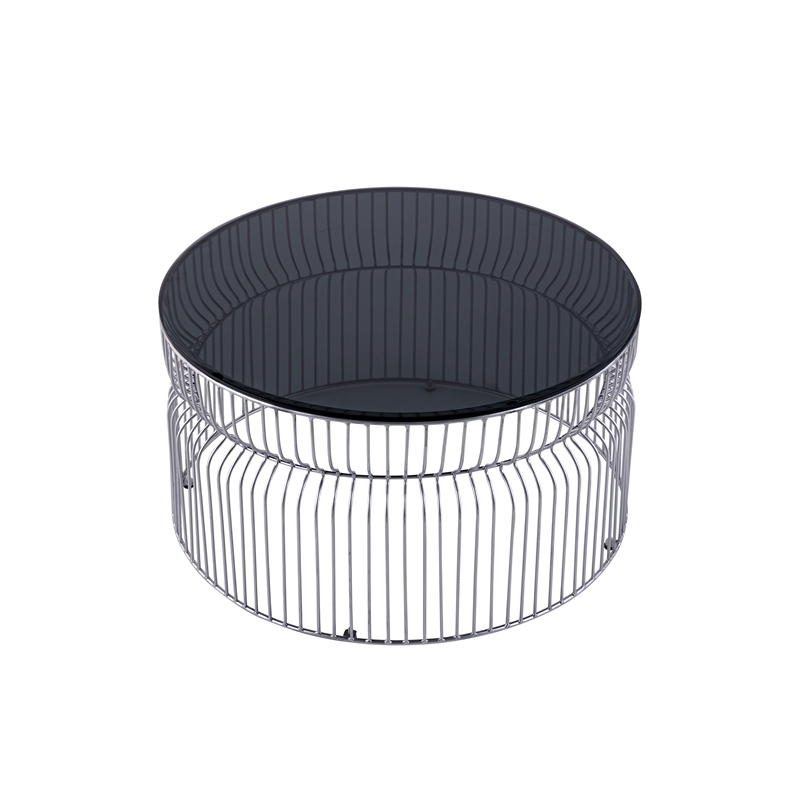 CT901 Round Coffee Table made with metal and Tempered Glass Top Silver