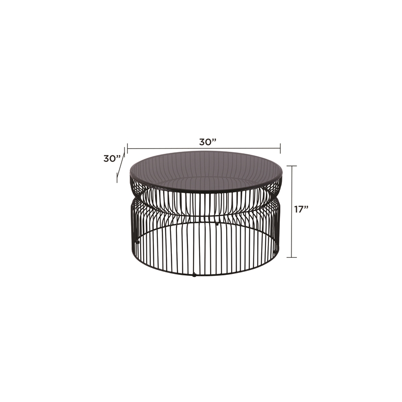 CT901 Round Coffee Table made with metal and Tempered Glass Top Black