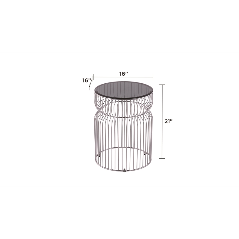 ET-901 END Table made with metal and Tempered Glass Top Silver