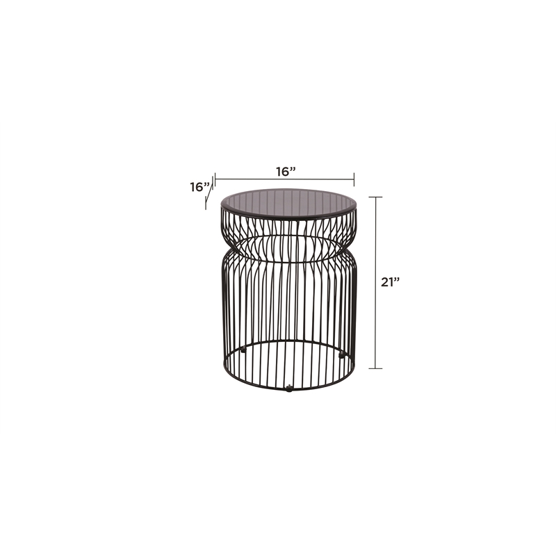 ET-901 END Table made with metal and Tempered Glass Top Black