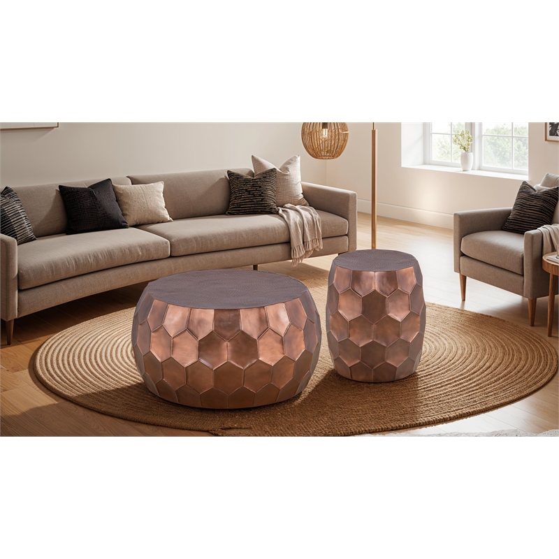 Furnishing CT-101 Coffee Table ET-101 End Table in Copper color