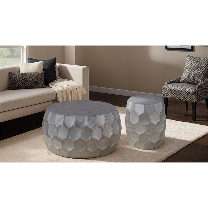Furnishing CT-101-30-32 Coffee ET-101-25-18 End Table Silver color