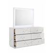 Manhattan Mirror with Lacquer & LED Lighting Solid + Manufactured Wood in White