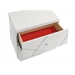 Manhattan Nightstand with Solid+Manufactured Wood & Red Velvet Lining in White