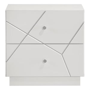 Manhattan Nightstand with Solid+Manufactured Wood & Red Velvet Lining in White