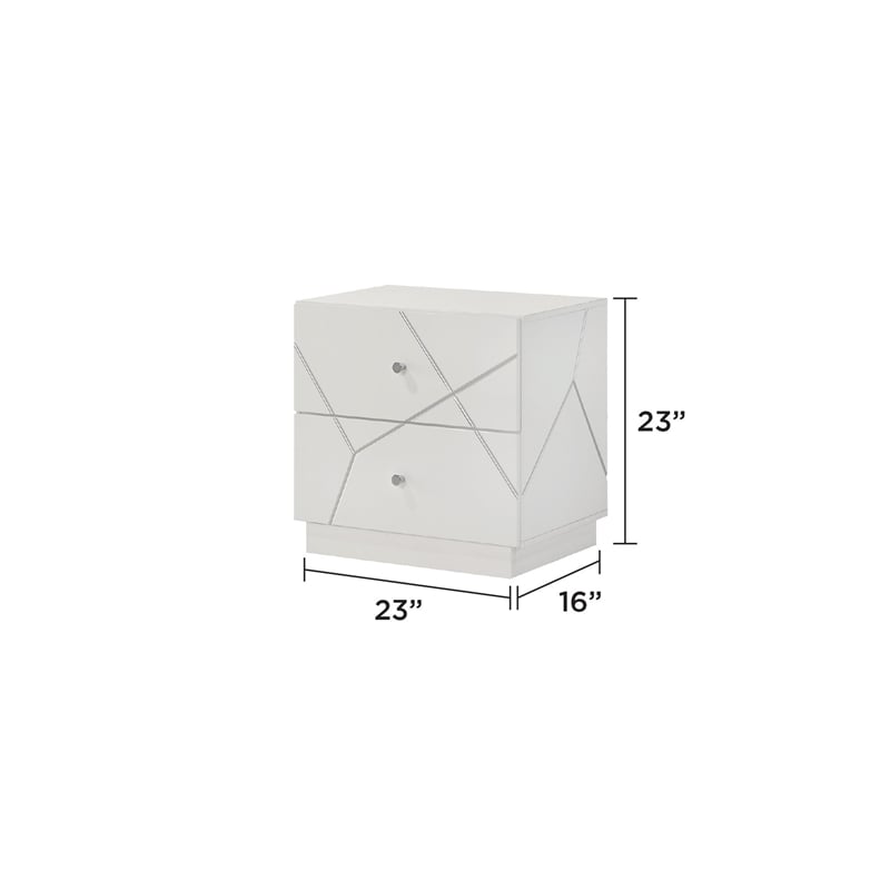 Manhattan Queen 4-Piece Set including Lacquer & LED Lighting with Wood in White