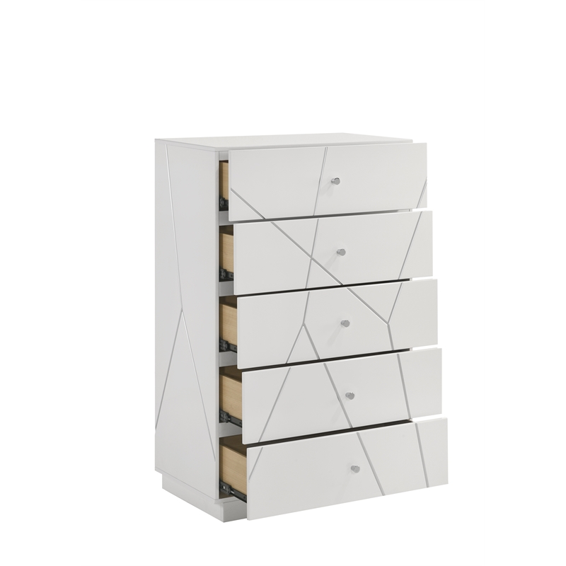 Manhattan Queen 5-Piece Set including Lacquer & Storage Chest in White