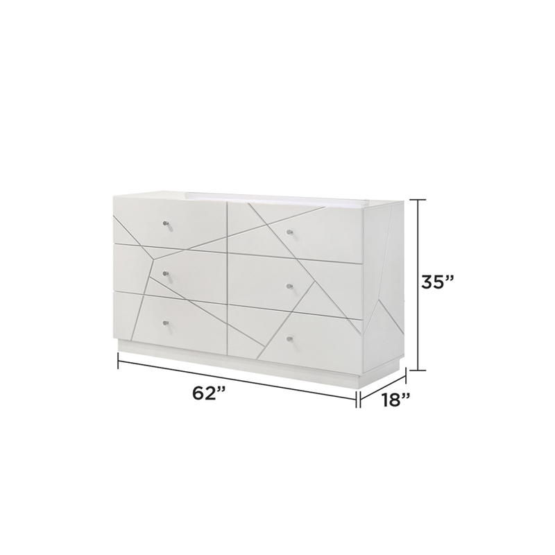 Manhattan King 4-Piece bedroom Set made with wood Lacquer & LED in White