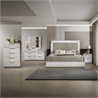 Mist 5PC King bedroom Set made with Wood Lacquer & Marble Detailing in White