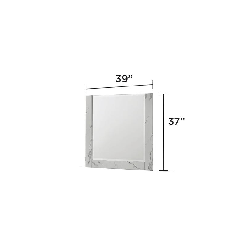 Mist Mirror made with Wood Lacquer & Marble Detailing in White