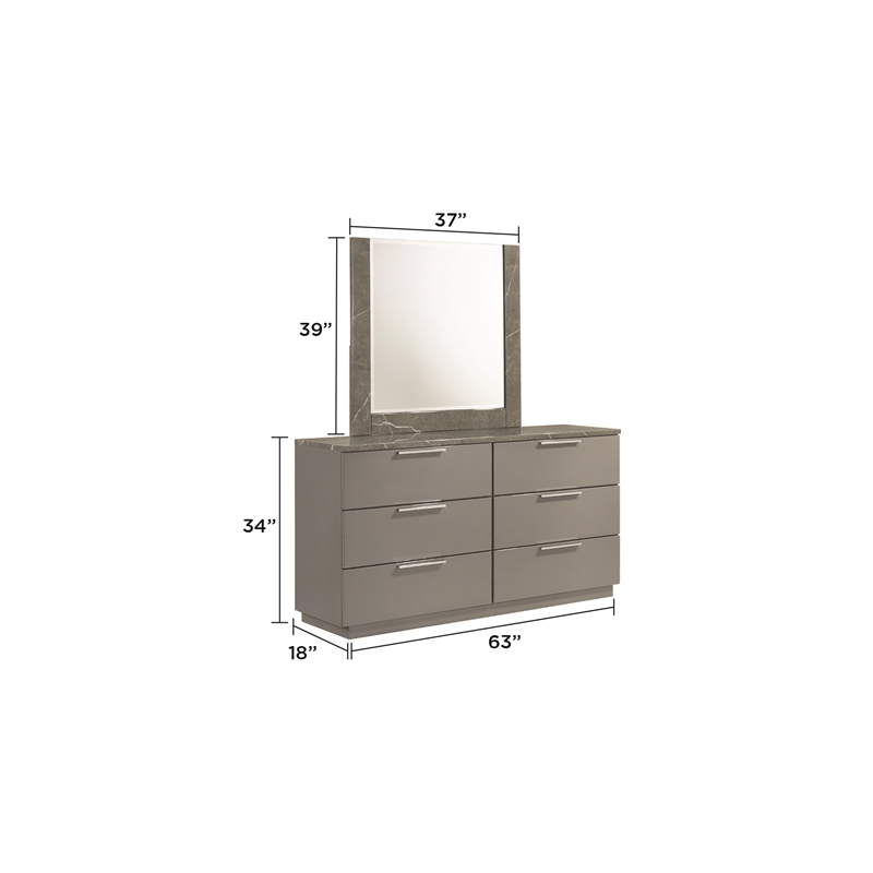 elara mirror made with manufactured wood - gray & lacquer finish