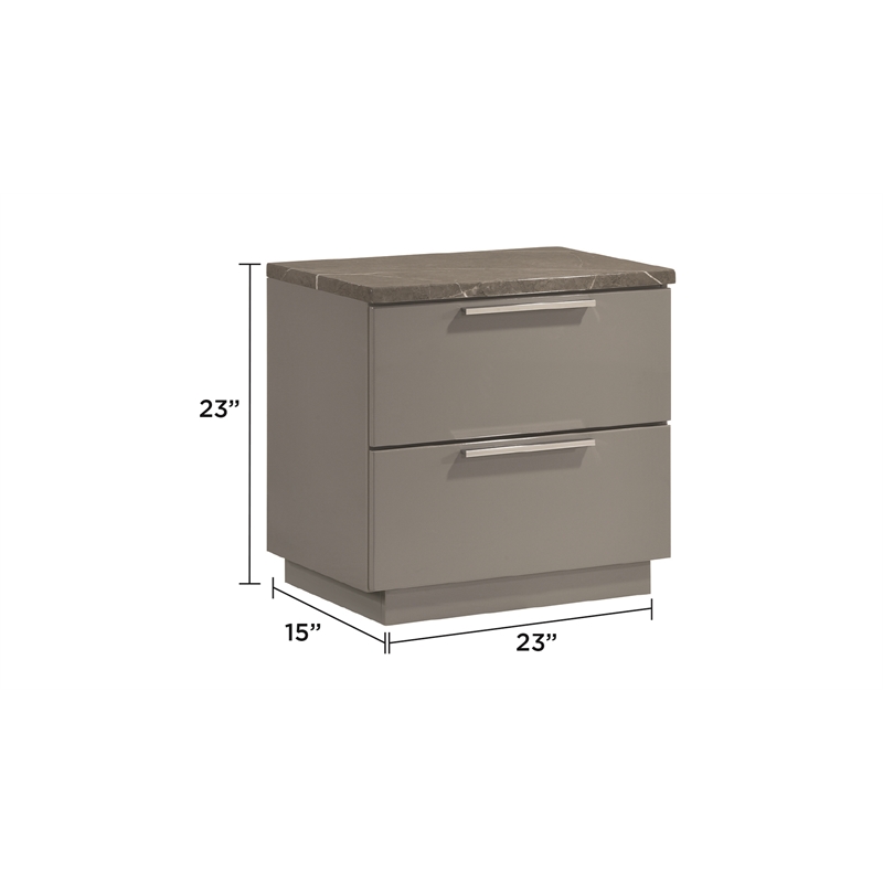 Elara Nightstand Made with Manufactured Wood - Gray & Lacquer Finish