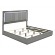 Elara Queen Bed - Manufactured Wood - Gray & LED Marble Accent Headboard