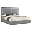Elara Queen Bed - Manufactured Wood - Gray & LED Marble Accent Headboard