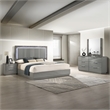 Elara King 4PC Set - Manufactured Wood - Gray & LED Marble Accent Headboard