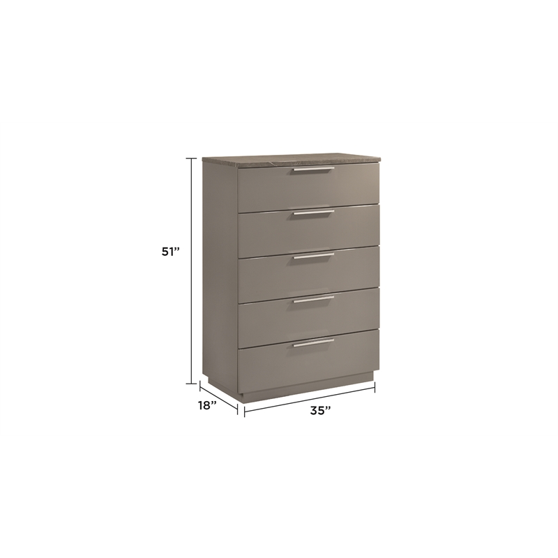 Elara King 5PC Set - Manufactured Wood - Gray & LED Marble Accent Headboard