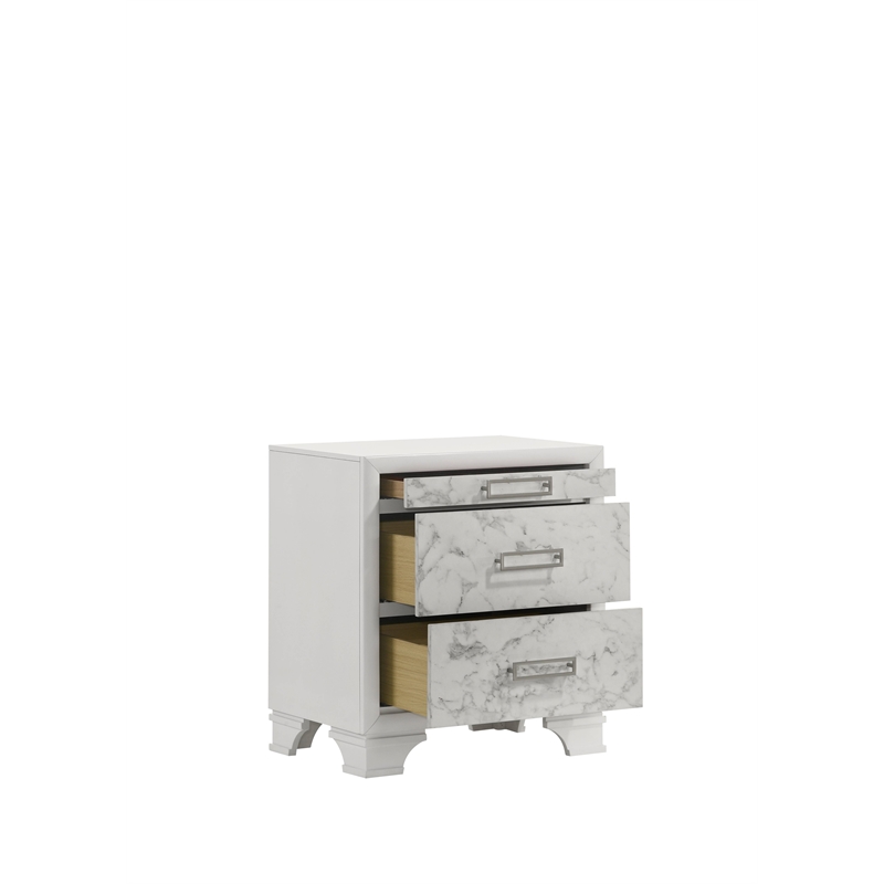 Soul Queen 5PC Set including Manufactured Wood & Marble Accents in White