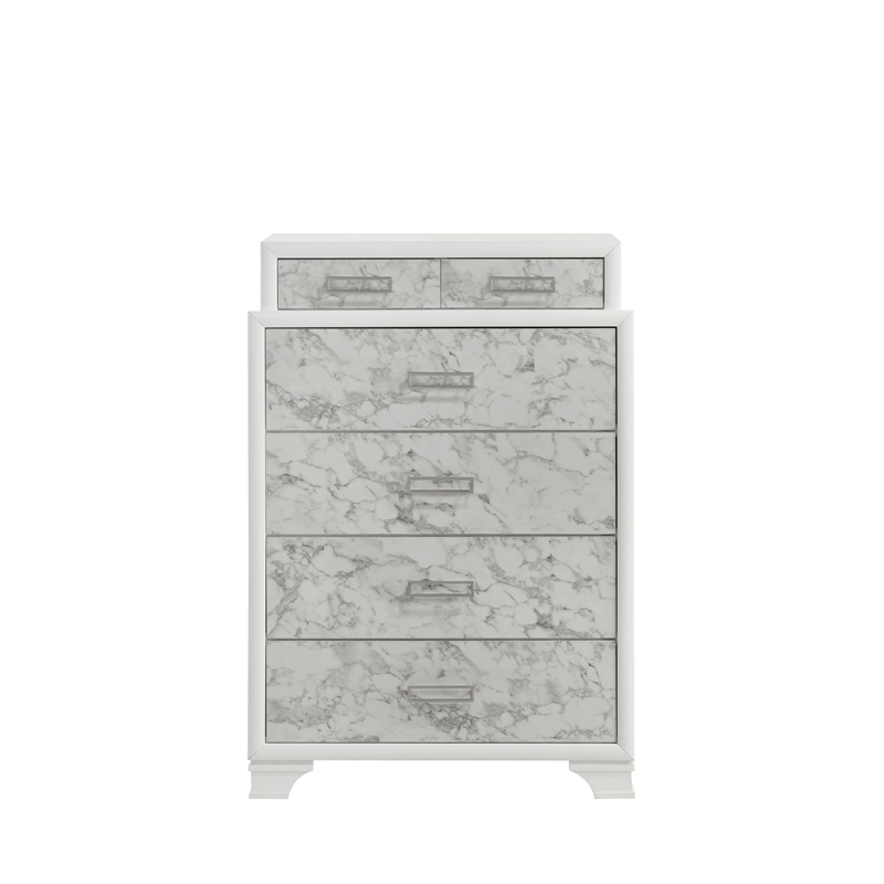 Soul Queen 5PC Set including Manufactured Wood & Marble Accents in White