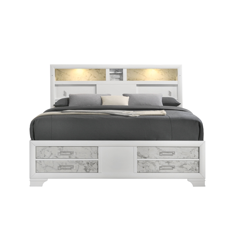 Soul King 5PC Set including Manufactured Wood & Marble Accents in White