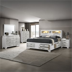 Soul King 5PC Set including Manufactured Wood & Marble Accents in White