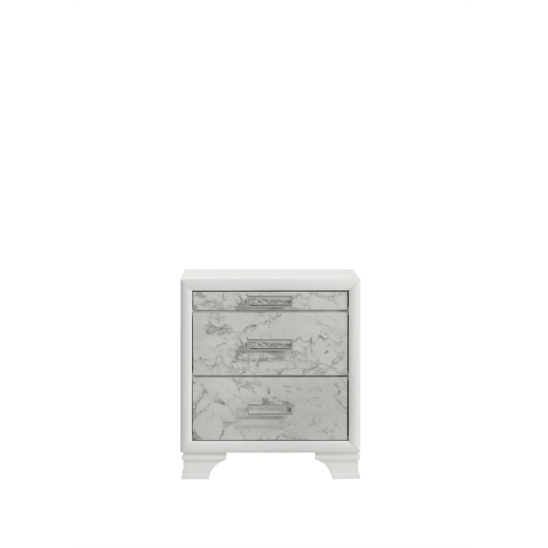 Soul Queen 4PC Set including Manufactured Wood & Marble Accents in White