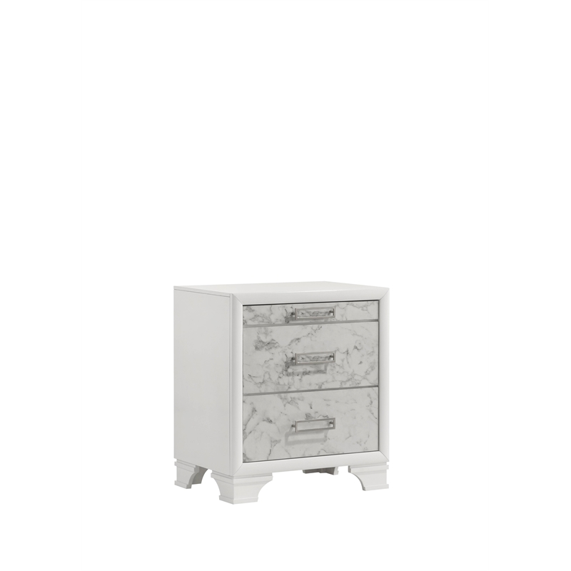 Soul Queen 4PC Set including Manufactured Wood & Marble Accents in White