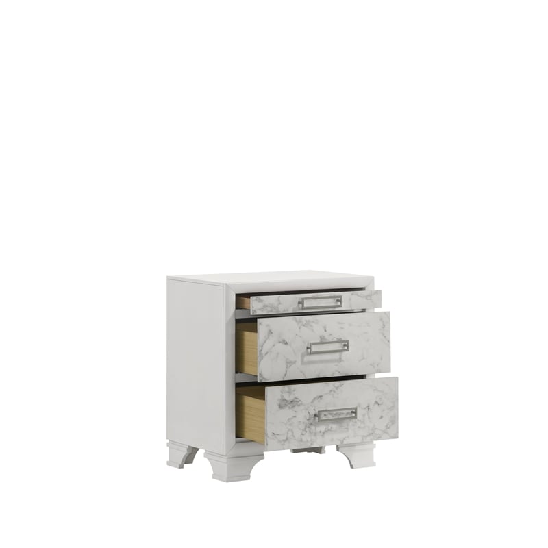 Soul King 4PC Set including Manufactured Wood & Marble Accents in White