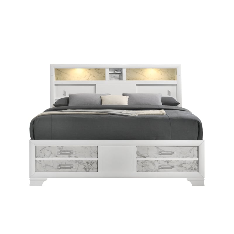 Soul King 4PC Set including Manufactured Wood & Marble Accents in White