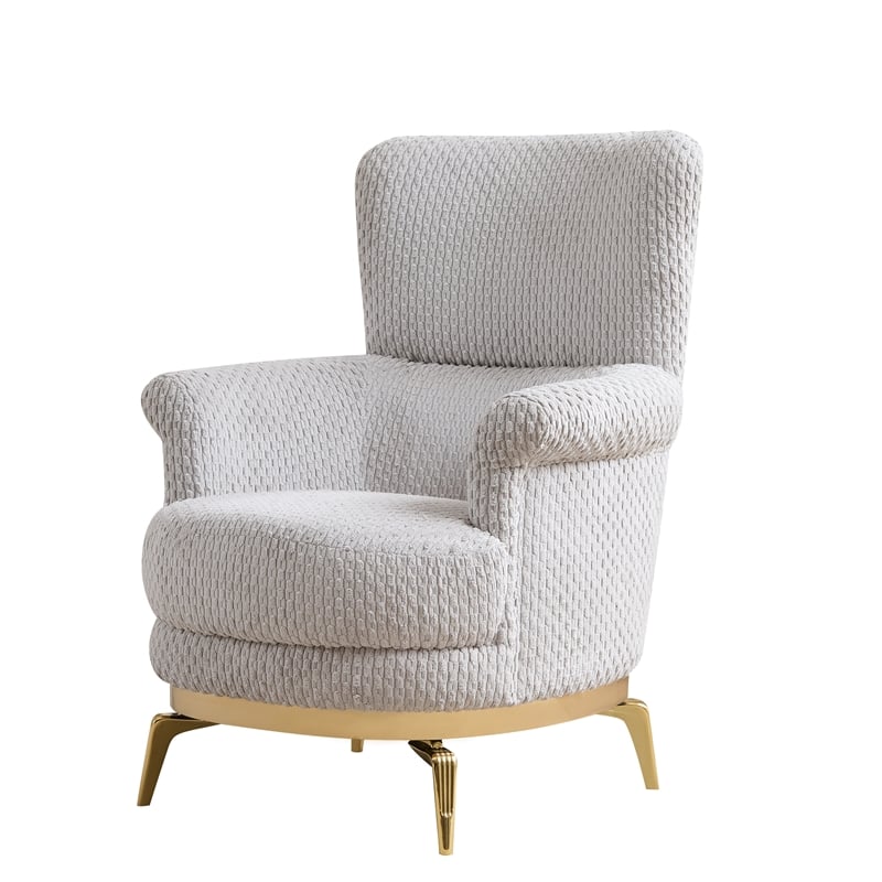 Zoe Chair with Cut Chenille & Gold Accents in Gray
