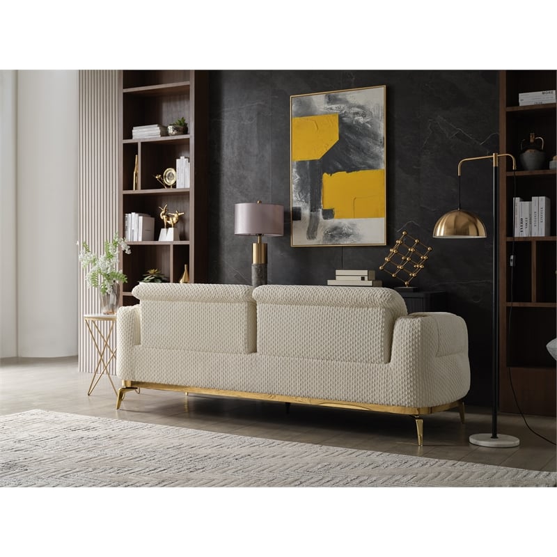 Zoe Sofa with Cut Chenille & Lumbar Support in Cream
