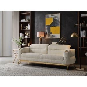 Zoe Sofa with Cut Chenille & Lumbar Support in Cream