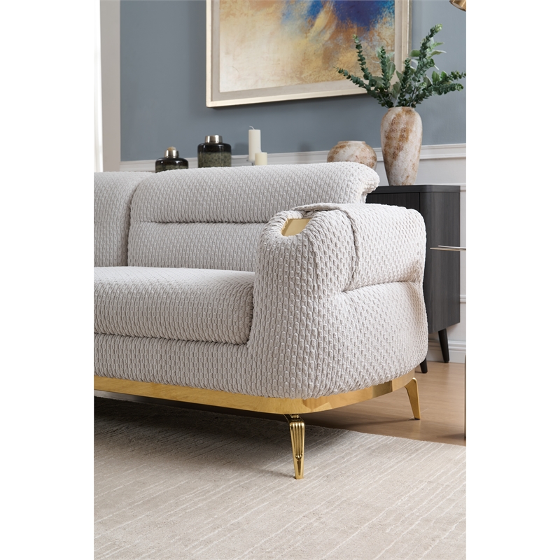 Zoe 2-Piece Set with Cut Chenille & Gold Accents in Gray