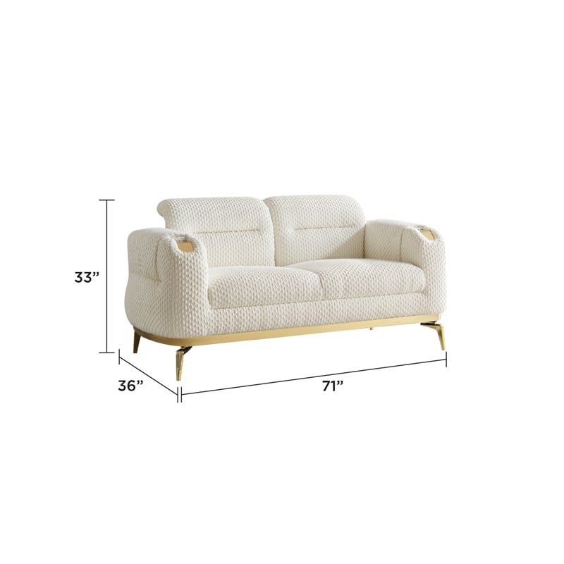 Zoe 2-Piece Set with Cut Chenille & Gold Accents in Cream