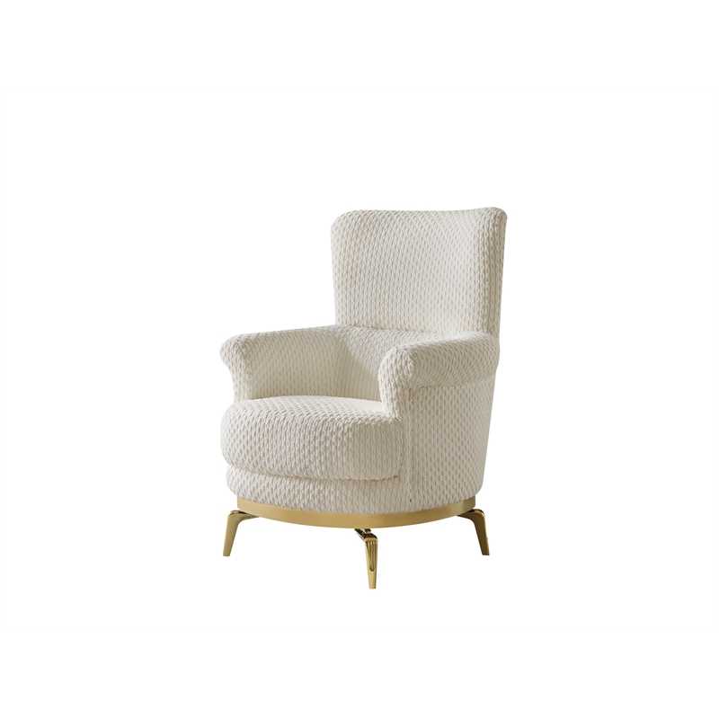 Zoe 3-Piece Set with Cut Chenille & Gold Accents in Cream