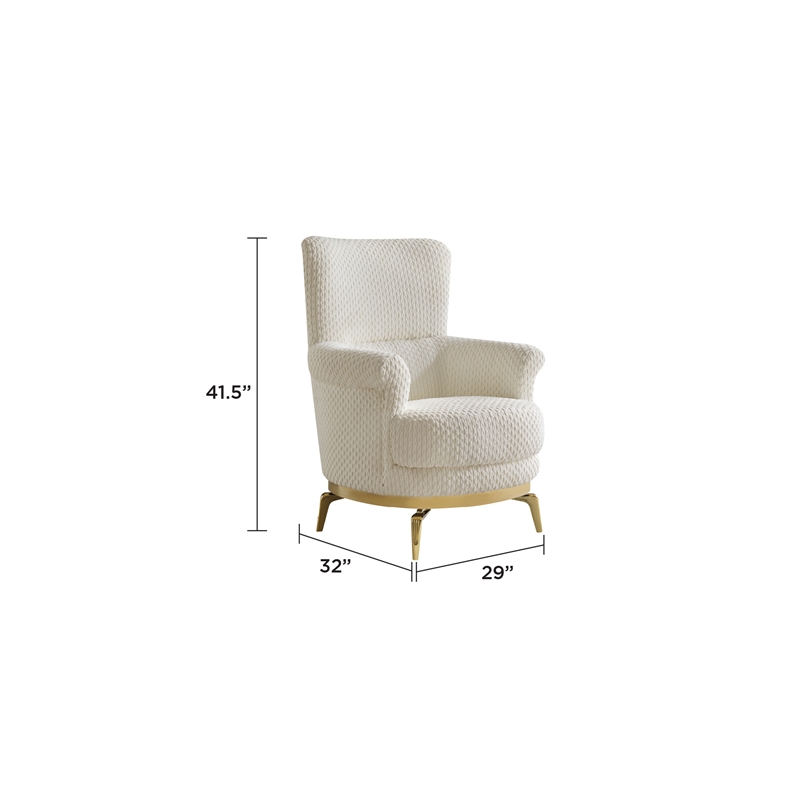 Zoe 3-Piece Set with Cut Chenille & Gold Accents in Cream