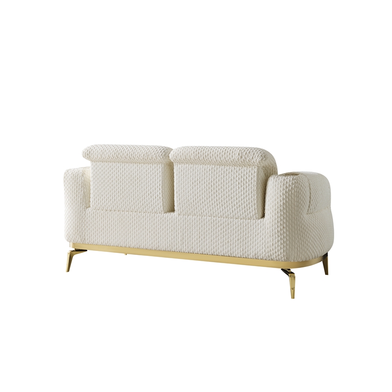 Zoe 3-Piece Set with Cut Chenille & Gold Accents in Cream