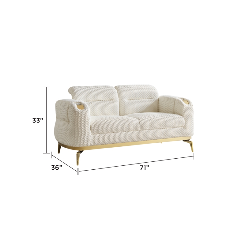 Zoe 3-Piece Set with Cut Chenille & Gold Accents in Cream