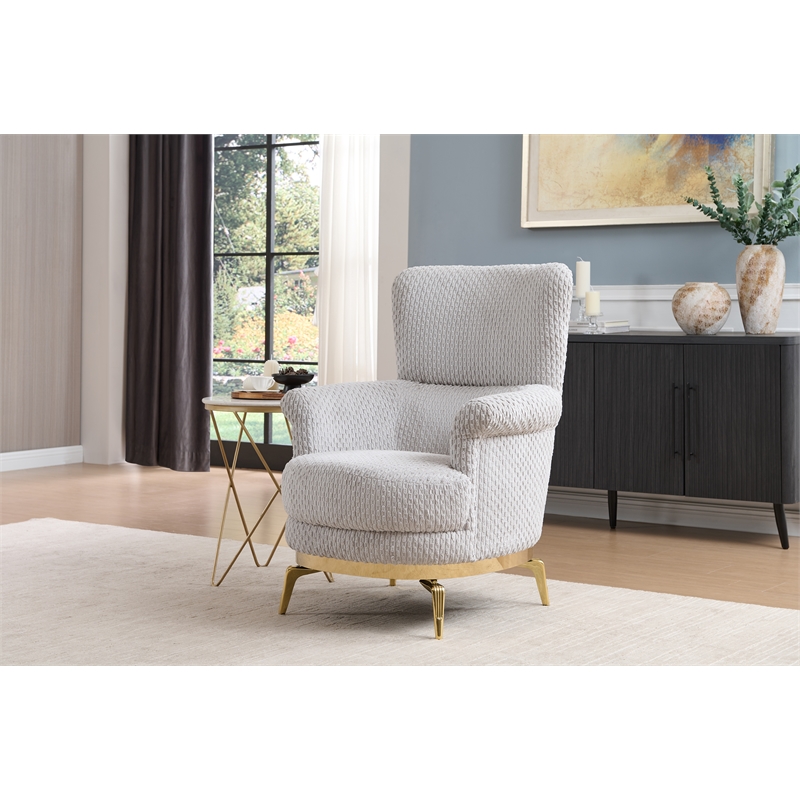 Zoe 3-Piece Set with Cut Chenille & Gold Accents in Gray