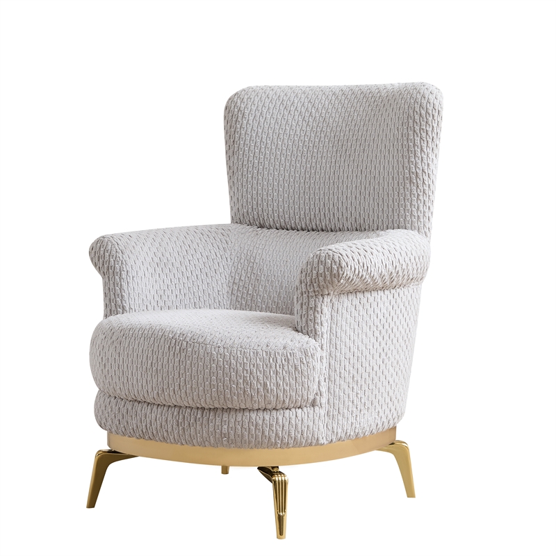 Zoe 3-Piece Set with Cut Chenille & Gold Accents in Gray