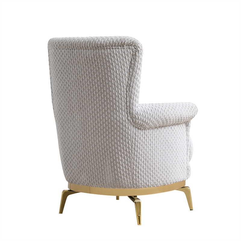 Zoe 3-Piece Set with Cut Chenille & Gold Accents in Gray