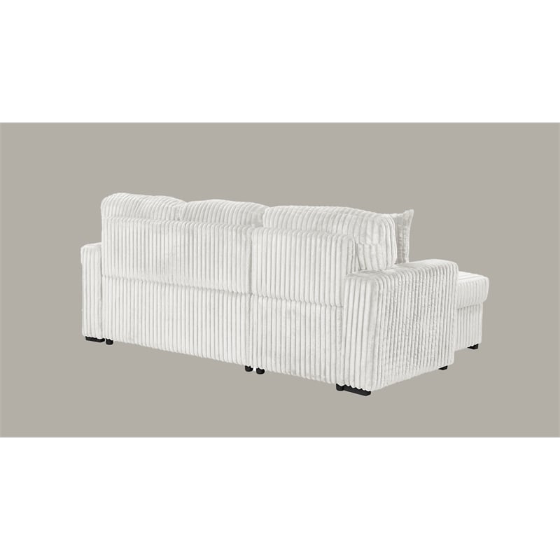 Plush Sectional made with Soft Corduroy and Wood in Cream