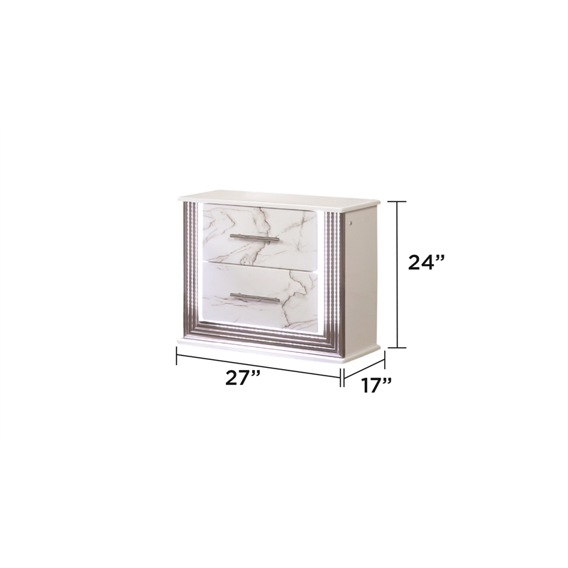 Desire Nightstand with Manufactured Wood LED Lighting in White