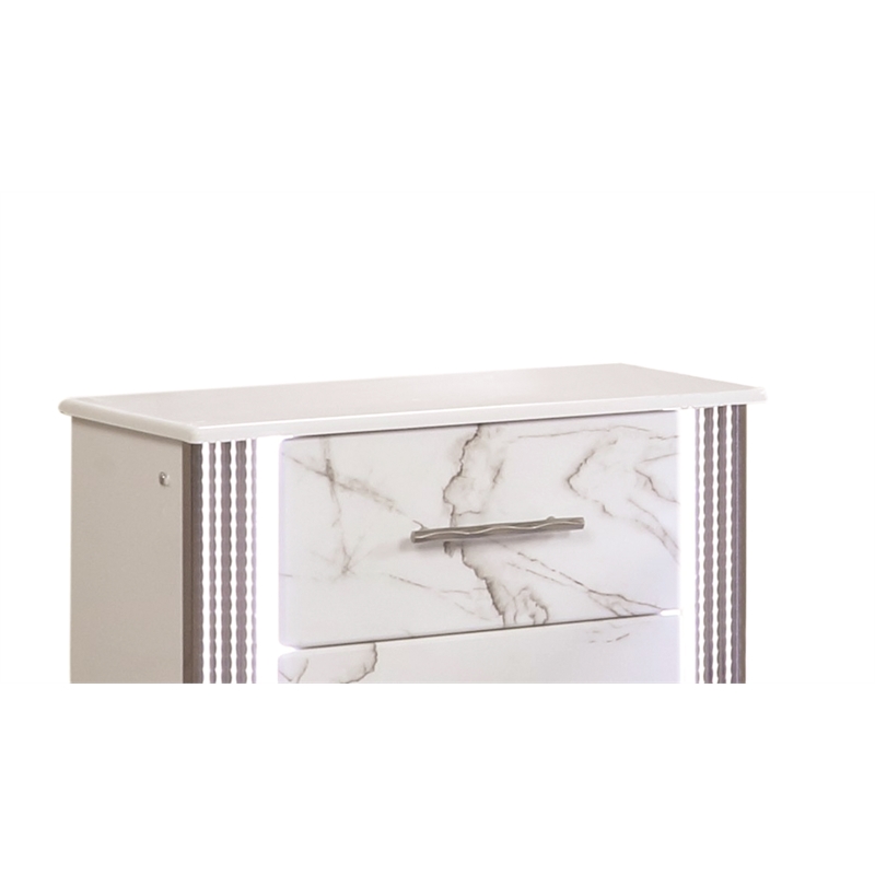 Desire Nightstand with Manufactured Wood LED Lighting in White