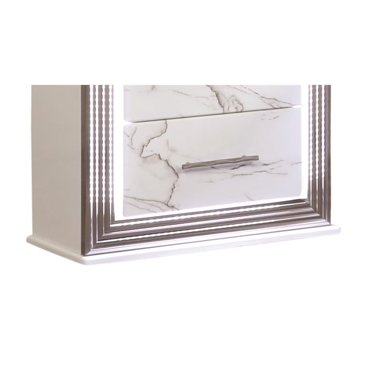 Desire Nightstand with Manufactured Wood LED Lighting in White
