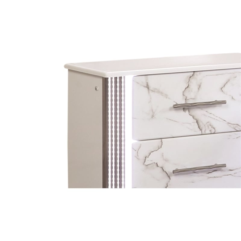 Desire Nightstand with Manufactured Wood LED Lighting in White