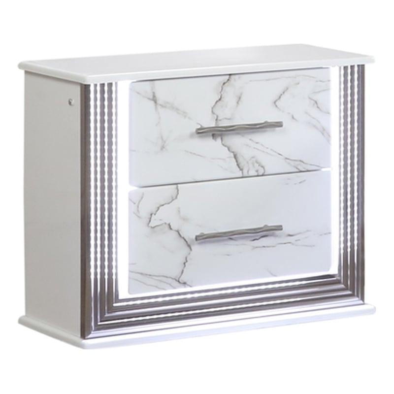 Desire Nightstand with Manufactured Wood LED Lighting in White