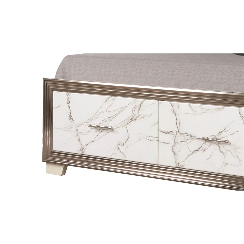Desire King Bed with Manufactured Wood LED Headboard in White